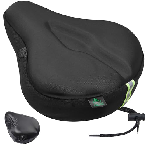 Zacro Bike Seat Cushion - Gel Padded Bike Seat Cover for Men Women Comfort, Extra Soft Exercise Bicycle Seat Compatible with Peloton, Outdoor & Indoor Bike Saddles(Large, Black) - Image 1