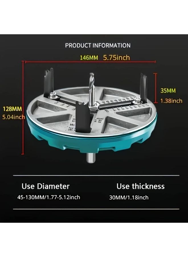 1 مجموعة منشار ثقب قابل للتعديل بقطر من 1.7 إلى 5 بوصة لقبس الحفر للخشب والبلاستيك والمعادن - Image 5