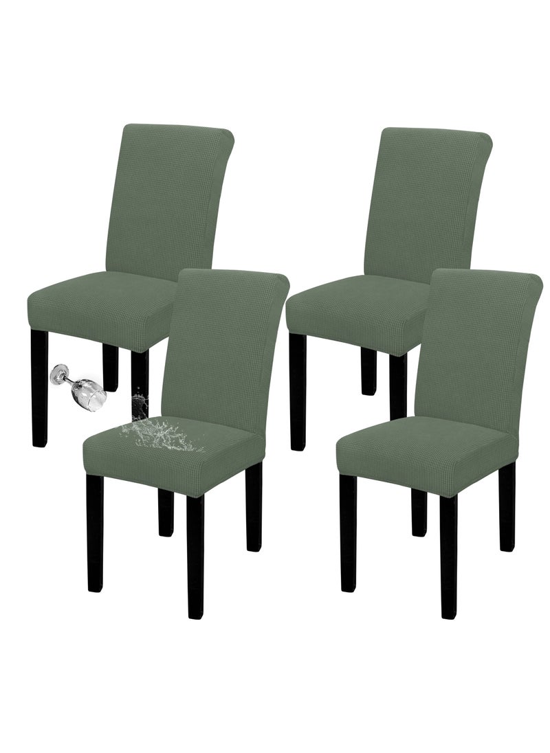 Easy-Going Easy-Going 100% Waterproof Dining Room Chair Cover Set of 4  Stretch Jacquard Parson Chair Slipcover Removable Washable Chair Protector for Home  Restaurant  Banquet (XLarge  Grayish Green)  - Image 1