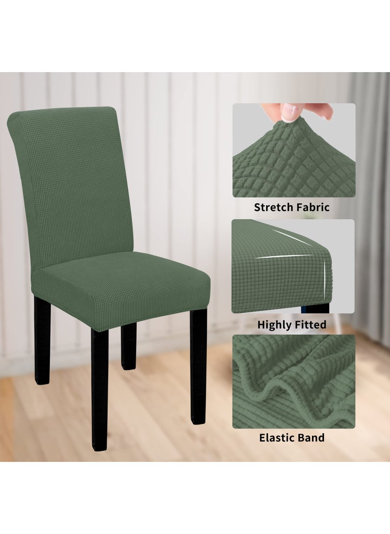 Easy-Going Easy-Going 100% Waterproof Dining Room Chair Cover Set of 4  Stretch Jacquard Parson Chair Slipcover Removable Washable Chair Protector for Home  Restaurant  Banquet (XLarge  Grayish Green)  - Image 4