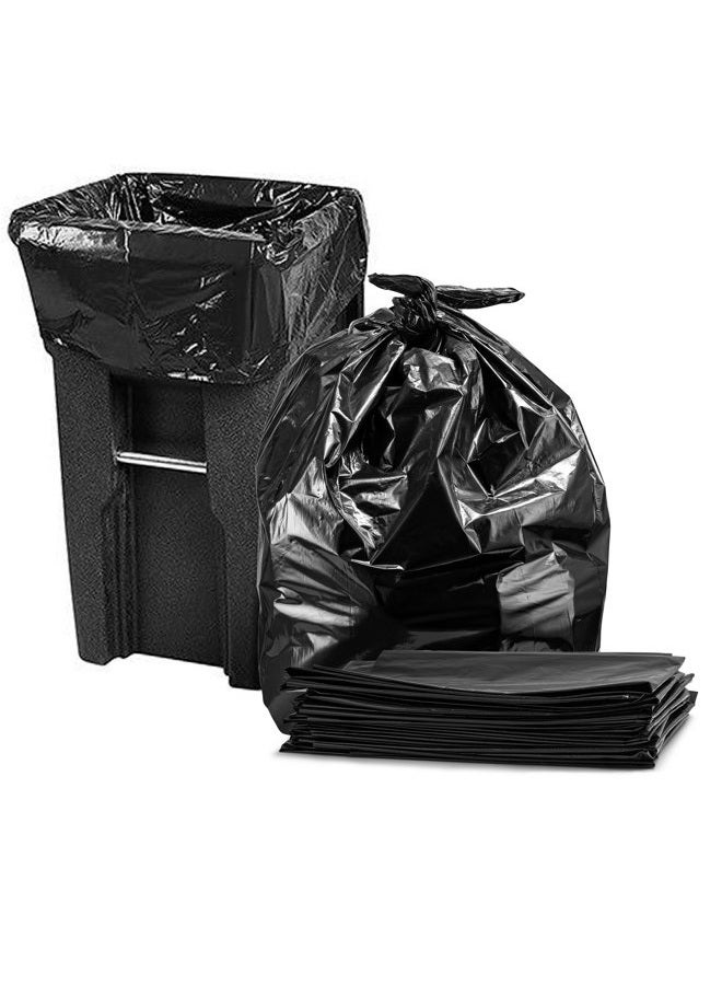 tasker 95-100 Gallon Large Black Trash Bags, 25/Case, 61"W x 68"H, - Image 1