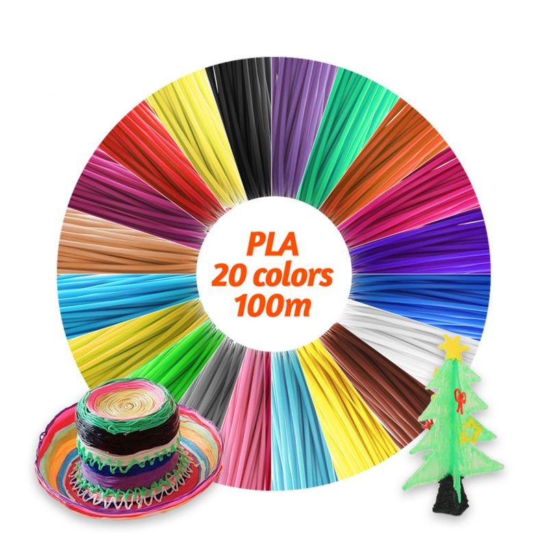ألياف PLA عالية الدقة من IDRAWING بقطر 1.75 مم - ملاحق ألياف قلم الطباعة ثلاثية الأبعاد بـ 20 لونًا (إجمالي 328 قدمًا) - Image 1