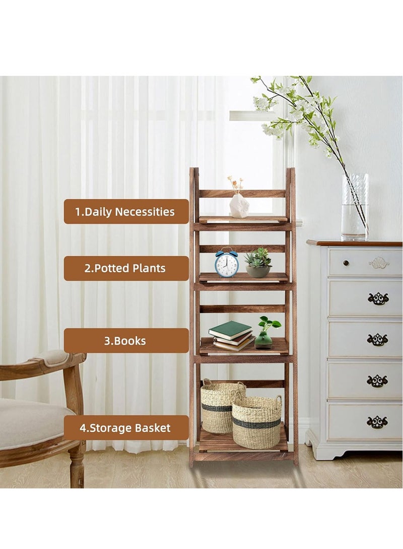 Generic 𝐅𝐅𝐃 Wooden Foldable Ladder Plant Stand, 4-Tier A-Frame Plant Shelf for Indoor & Outdoor, Multi-Tier Flower Stand for Balcony, Garden, Patio, Living Room – Space-Saving Rustic Wooden Display Rack  - Image 4