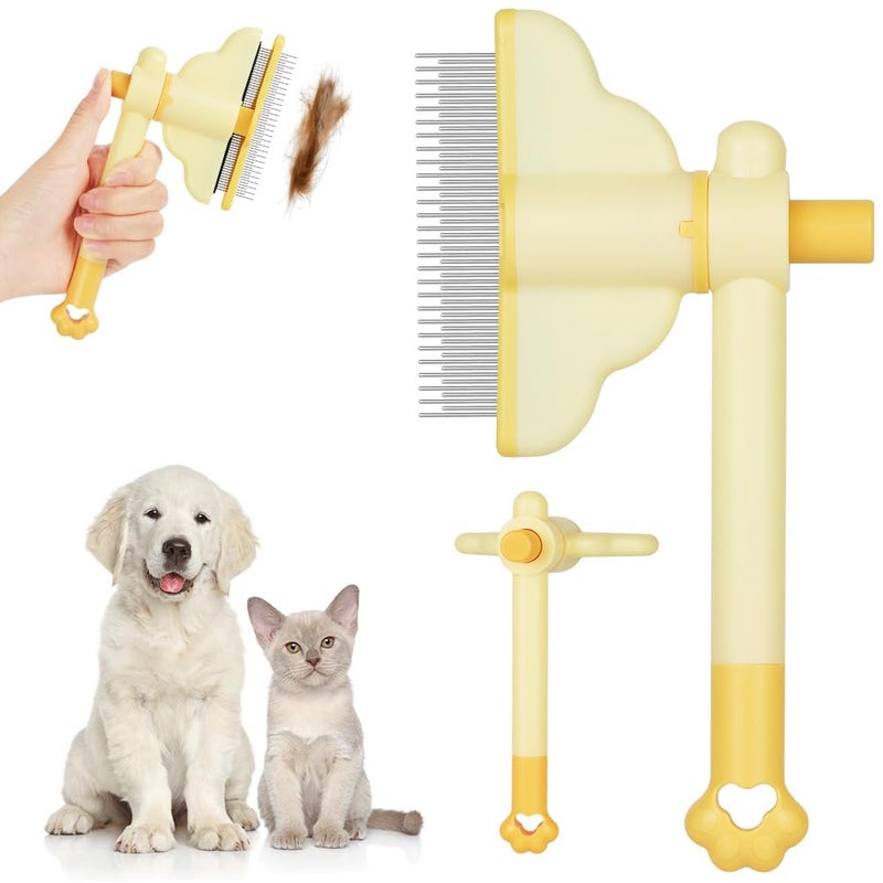 OFFCUP Cat Comb, Self-Cleaning Cat Combs, Grooming Comb Hair Removal Combs Rotatable Design for Pets with Release Button Remove Dead Hair - Image 2