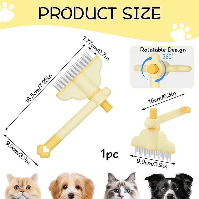 OFFCUP Cat Comb, Self-Cleaning Cat Combs, Grooming Comb Hair Removal Combs Rotatable Design for Pets with Release Button Remove Dead Hair - Image 3