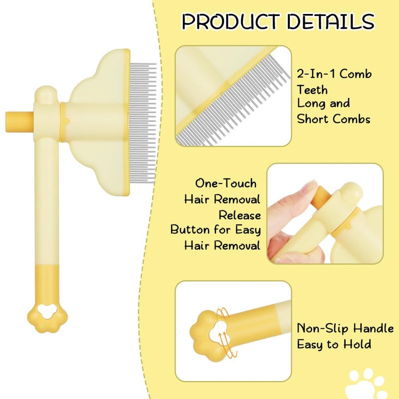 OFFCUP Cat Comb, Self-Cleaning Cat Combs, Grooming Comb Hair Removal Combs Rotatable Design for Pets with Release Button Remove Dead Hair - Image 5