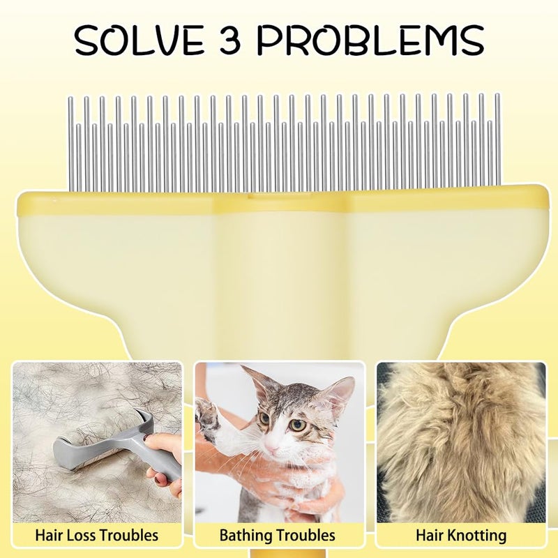 OFFCUP Cat Comb, Self-Cleaning Cat Combs, Grooming Comb Hair Removal Combs Rotatable Design for Pets with Release Button Remove Dead Hair - Image 4