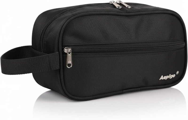 Aepigo Aepig Polyester Multipurpose Toiletry Bag for Men Hanging Dopp Kit Water Resistant Shaving Bag Small Toiletry Bag for Traveling, Black - Image 1