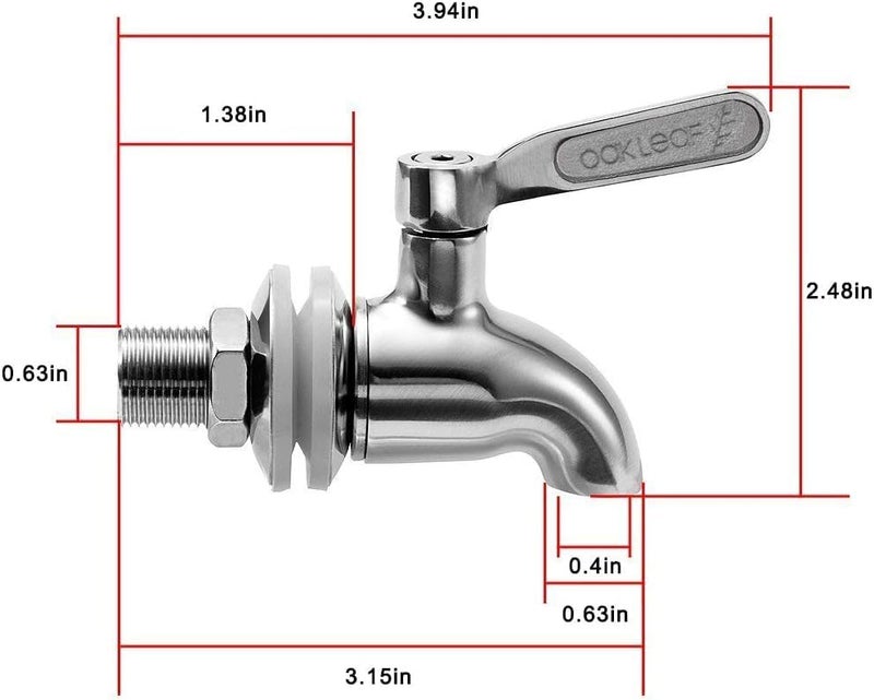 OAK LEAF Beverage Dispenser Replacement Spigot, Stainless Steel Spigot Polished Finished, Dispenser Replacement Faucet - Image 3