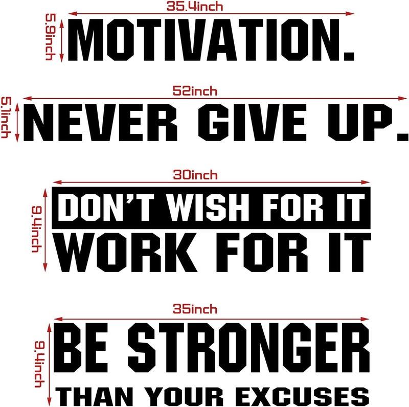 Tenare 4 Pieces Motivational Gym Wall Decals - Image 3