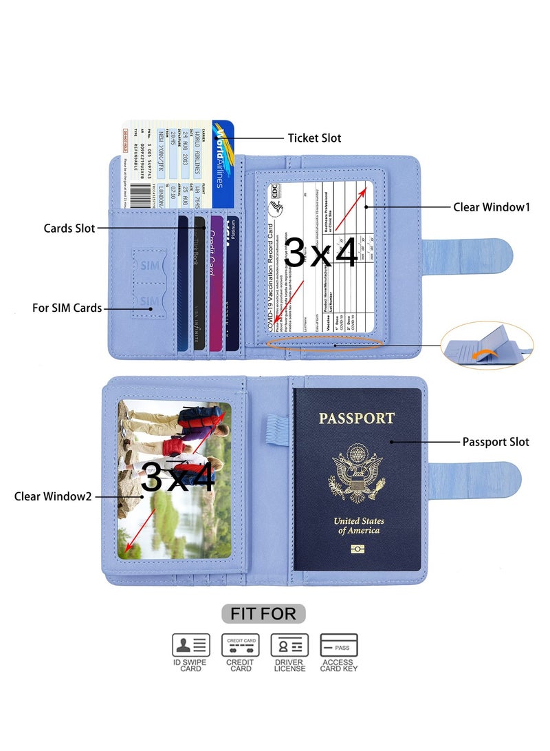 كاست ويف حامل جواز السفر، فتحات بطاقة حامل جواز السفر، حقيبة تخزين شهادات الطائرات الإبداعية، غطاء جواز سفر لطيف للنساء والرجال، محفظة سفر مقاومة للماء مانعة لتقنية تحديد الهوية بموجات الراديو (خشب أزرق) - Image 3