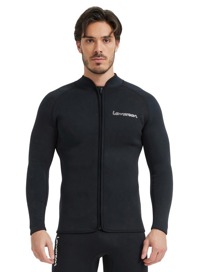 Lemorecn Adult's 3mm Wetsuits Jacket Long Sleeve Neoprene Wetsuits Top (2031black-2XL) - Image 1