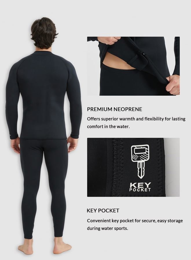 Lemorecn Adult's 3mm Wetsuits Jacket Long Sleeve Neoprene Wetsuits Top (2031black-2XL) - Image 4