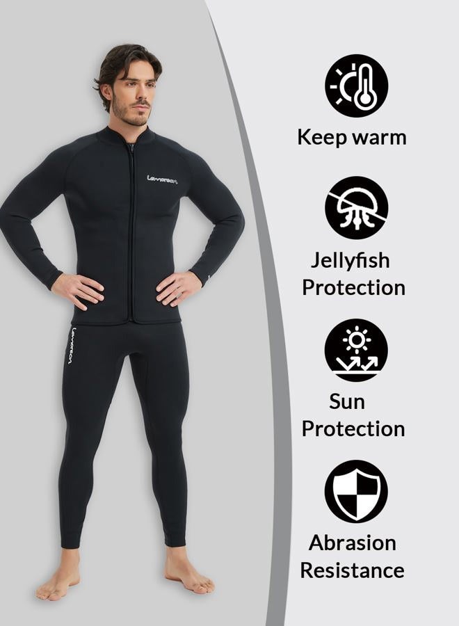 Lemorecn Adult's 3mm Wetsuits Jacket Long Sleeve Neoprene Wetsuits Top (2031black-2XL) - Image 5