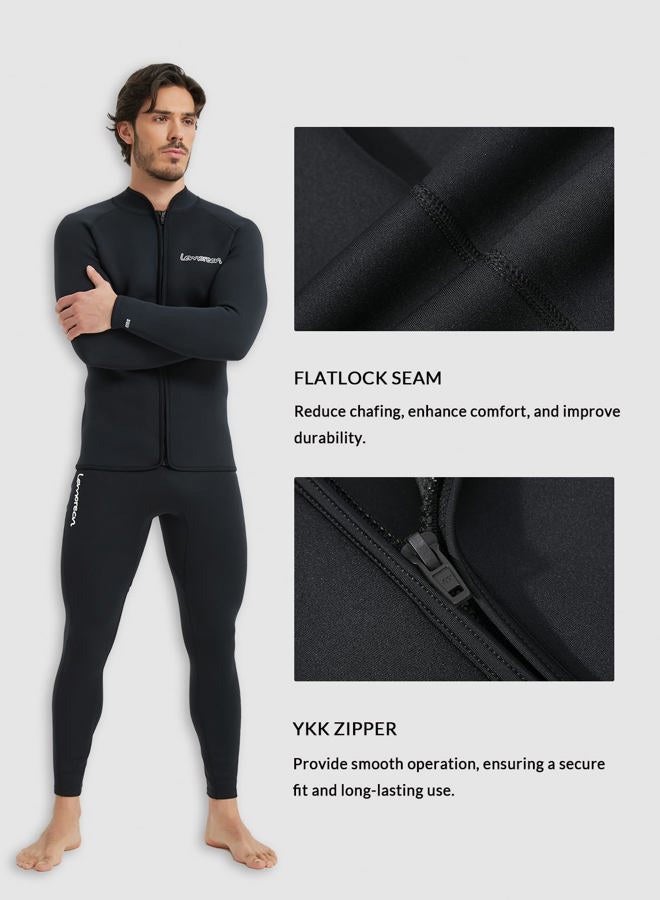 Lemorecn Adult's 3mm Wetsuits Jacket Long Sleeve Neoprene Wetsuits Top (2031black-2XL) - Image 3
