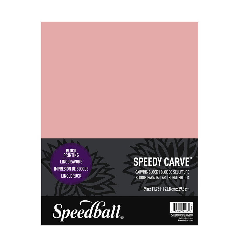 Speedball 4196 Speedy-Carve Block Printing Carving Block â€“ Soft, Easy Carve Surface â€“ 9 x 11-3/4 Inches, Pink - Image 1