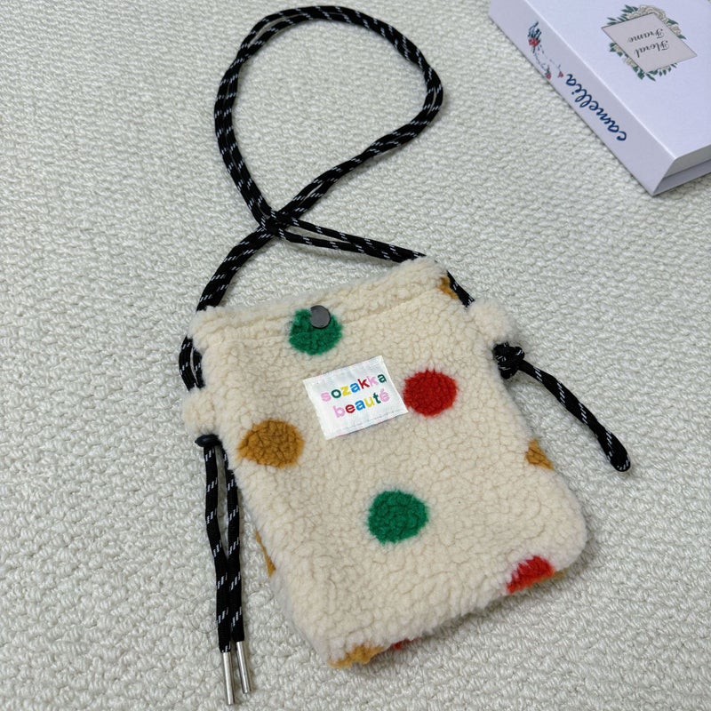 Mini Lamb Fleece Bag Mini Plush Mobile Phone Bag Shoulder Bag Fashionable Small Crossbody Bag For Women - Image 1