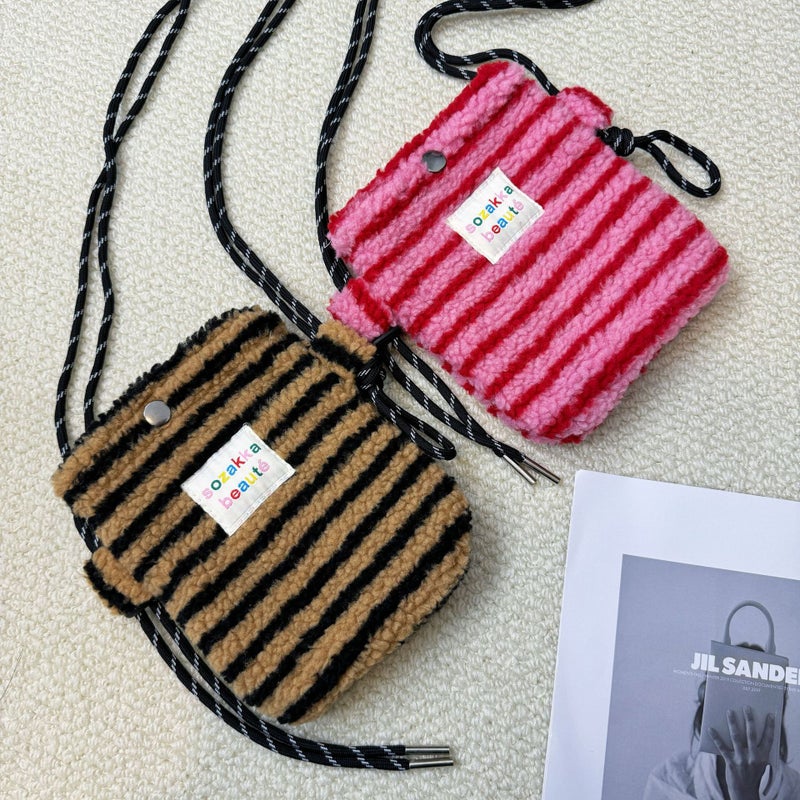 Mini Lamb Fleece Bag Mini Plush Mobile Phone Bag Shoulder Bag Fashionable Small Crossbody Bag For Women - Image 4