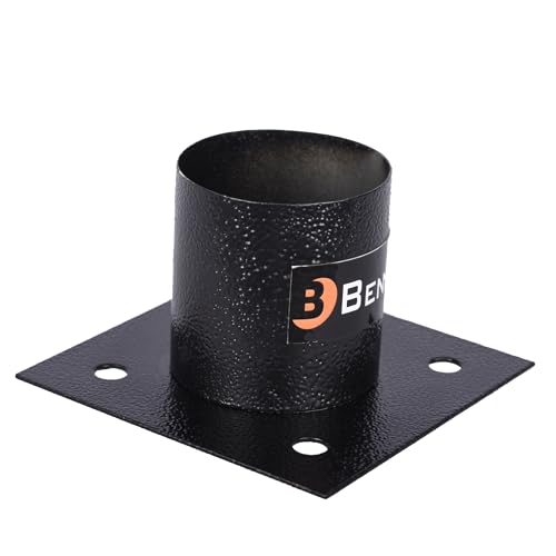 BENE Gate Light Stand, Stainless Steel Coated, Gate Light Metal Stand, Outdoor Light Fixtures, Black, Square, ‎9 x 9 x 5 Centimetres, Pack of 2 - Image 3