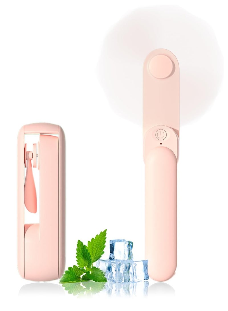 عام مروحة محمولة محمولة، مروحة يد صغيرة 2 في 1، تعمل بالبطارية، 8-15 ساعة عمل، مروحة قابلة للطي شخصية قابلة لإعادة الشحن عبر USB للداخل، مروحة جيب صغيرة أساسيات السفر للخارج - Image 1