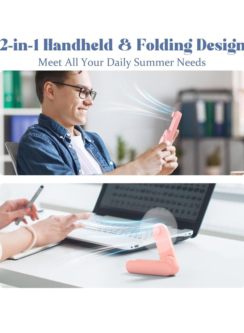 عام مروحة محمولة محمولة، مروحة يد صغيرة 2 في 1، تعمل بالبطارية، 8-15 ساعة عمل، مروحة قابلة للطي شخصية قابلة لإعادة الشحن عبر USB للداخل، مروحة جيب صغيرة أساسيات السفر للخارج - Image 2