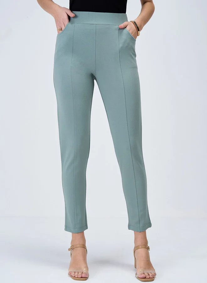 Salt Attire SALT ATTIRE Women Smart Slim Fit High-Rise Trousers