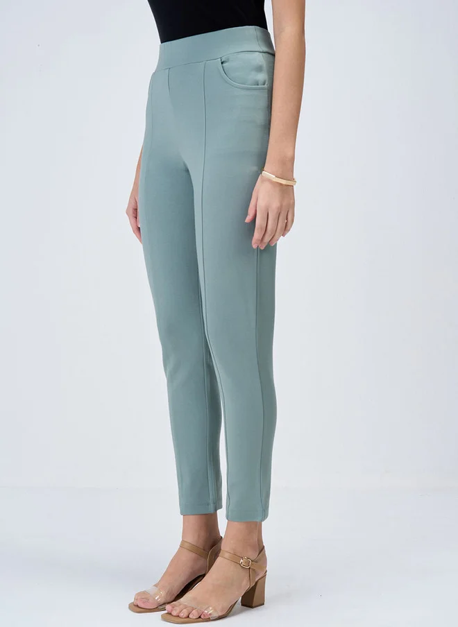 Salt Attire SALT ATTIRE Women Smart Slim Fit High-Rise Trousers