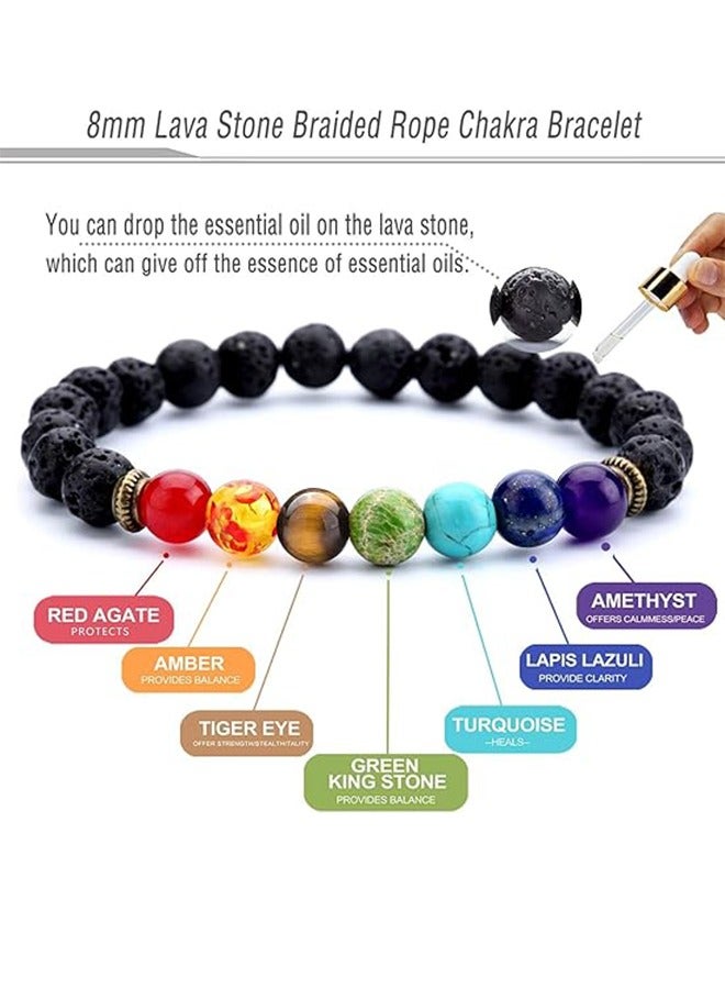 4 Piece Evil Eye Bracelet Set Hamsa Beaded Chakra Beaded Stretch Bracelet Women (Elegant Style), Metal And Beaded Unisex Couple - Image 3