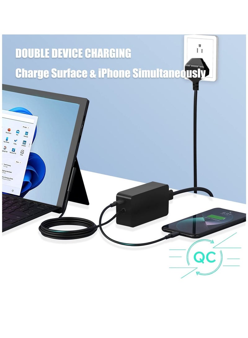 Ntech Surface Pro 3 4 5 6 7 44W Charger Adapter for Microsoft Surface Laptop 3 2 1 Surface Pro X 7 6 5 Surface Book Surface Go 1/2 Power Supply - Image 3