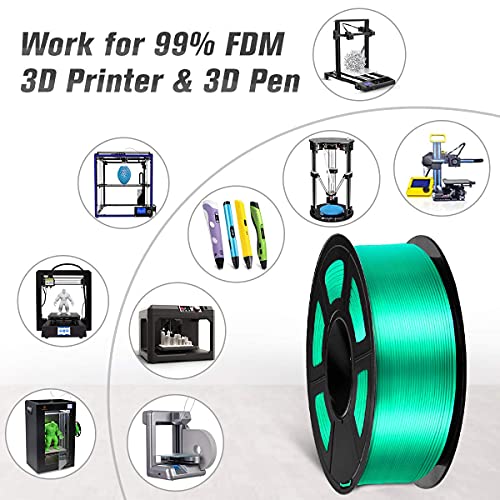 Protomont TECHNOLOGIES FiLAMONT PLA Silk Filament 1.75mm, 3D Printer Filament, Shiny Silk 1.75 PLA Filament, 1kg(2.2Lbs)/Spool (Silk Green) - Image 4
