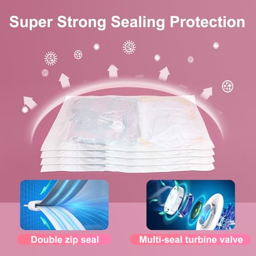 AMZBOSS Vacuum Seal Bags for Clothing Travel, 16 Pack Space Saver Vacuum Storage Bags with Electric Pump,Portable Compression Sealer for Clothes,Blankets,Bedding & Travel Essentials,Good for Luggage Packing - Image 4