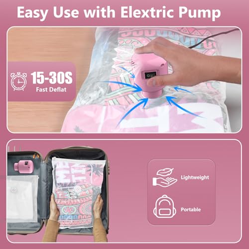 AMZBOSS Vacuum Seal Bags for Clothing Travel, 16 Pack Space Saver Vacuum Storage Bags with Electric Pump,Portable Compression Sealer for Clothes,Blankets,Bedding & Travel Essentials,Good for Luggage Packing - Image 3