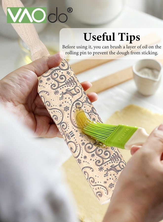 فاو دو دبابيس عجين خشبية منقوشة للخبز، دبابيس عجين منقوشة بعمق، أنماط منقوشة بعمق، ملمس رقيق، تصاميم لخبز الكوكيز، طوابع، أسطوانة، أدوات يدوية - Image 5