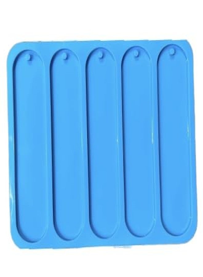 IRIKA Blue Silicone 5-in-1 Oval Bookmark Mold for Resin Art and Craft/Made in India/Craft/Silicone/Blue - Image 1