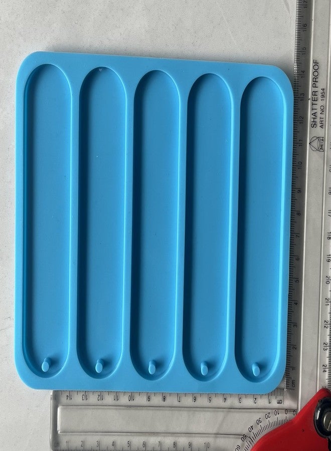 IRIKA Blue Silicone 5-in-1 Oval Bookmark Mold for Resin Art and Craft/Made in India/Craft/Silicone/Blue - Image 3