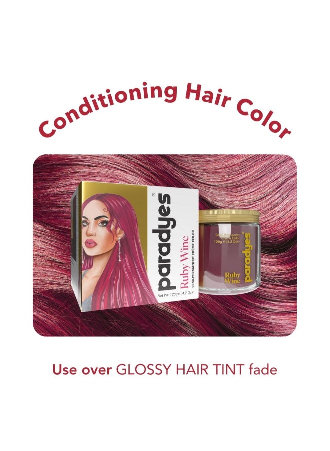 Paradyes صبغة شعر شبه دائمة بلون نبيذ الياقوت DIY مع بلسم، 120 جرام - Image 2