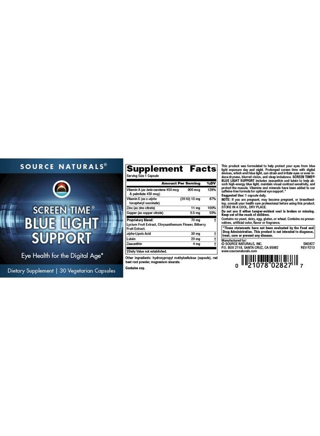 Source Naturals Screen Time Blue Light Support, Eye Health for The Digital Age* - 30 Vegetarian Capsules - Image 5
