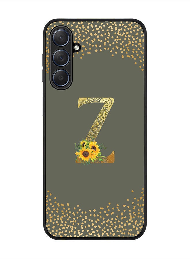 Stylizedd Rugged Black edge case for Samsung Galaxy M54 5G, Slim fit Soft Case Flexible Rubber Edges Anti Drop TPU Gel Thin Cover -  Custom Monogram Initial Letter Floral Pattern Alphabet - Z  (Olive Green ) - Image 1