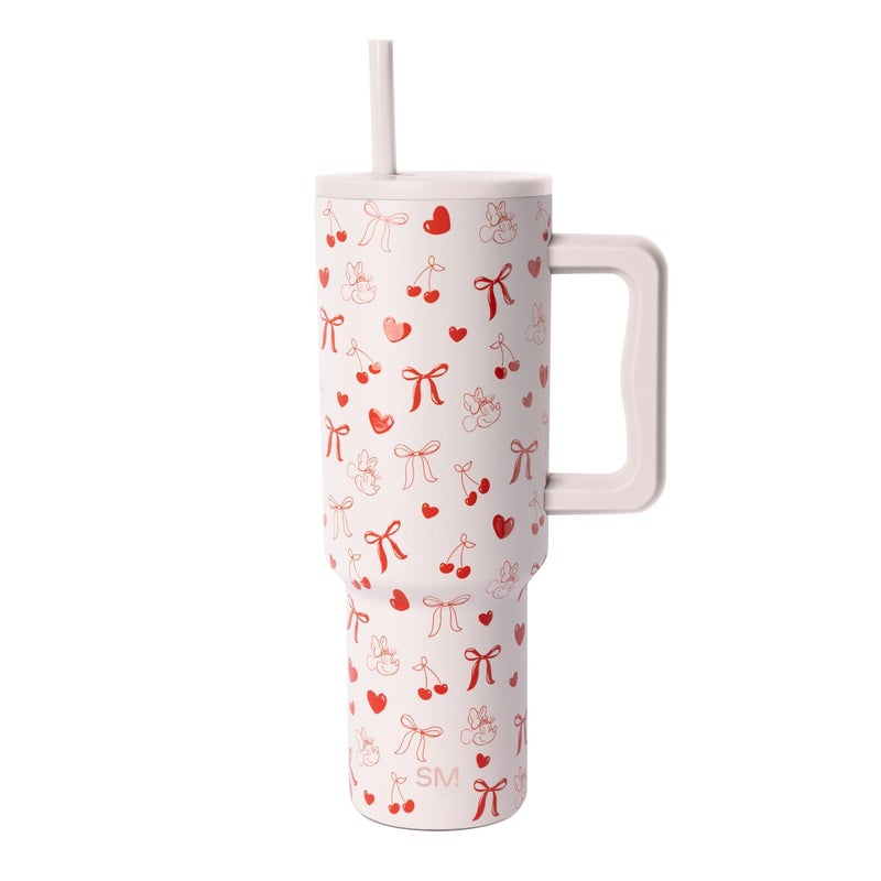 Simple Modern Disney 40 oz Tumbler with Handle and Straw Lid | Insulated Reusable Stainless Steel Water Bottle Travel Mug | Gifts for Women Men Him Her | Trek Collection | Minnie Mouse Valentine's - Image 1