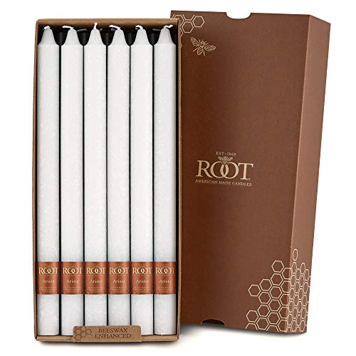 Root Candles 12-Count Unscented Dinner Candles Dripless Beeswax Enhanced Timberline™ Arista™ Boxed Candle Set, 12-Inch, White - Image 1