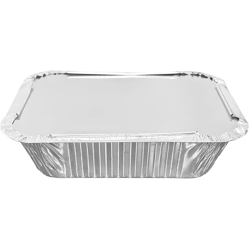 iHomeSet 100 Pack 1 lb Disposable Aluminum Foil Pans Meal Prep Take Out Food Containers with Paper Lids for Catering, Baking, Roasting Food, Freezer Safe - Image 3