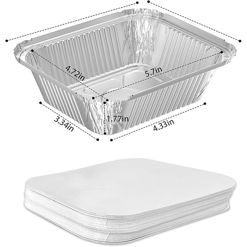 iHomeSet 100 Pack 1 lb Disposable Aluminum Foil Pans Meal Prep Take Out Food Containers with Paper Lids for Catering, Baking, Roasting Food, Freezer Safe - Image 2