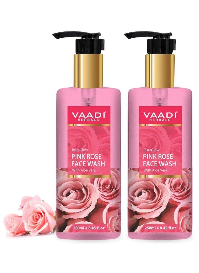 VAADI HERBALS - Pvt Ltd Insta Glow Pink Rose Face Wash With Aloe Vera Extract 250 Ml (Pack Of 2) - Image 1
