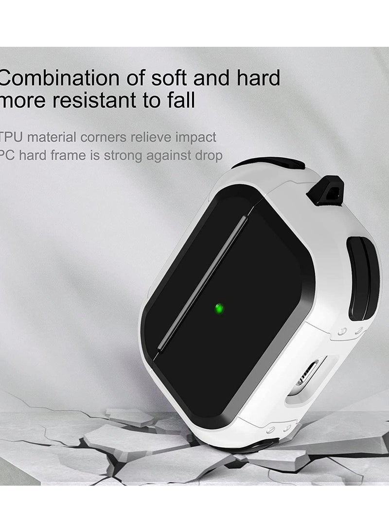 AirPods Pro 2 Case Cover  with Keychain Rugged Armor Designed Compatible for Apple Airpods Pro 2nd Case 2022 and Airpods Pro 2019 Case for Women Men Front LED Visible