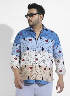 Instafab Plus Men's Multicolour Face Line Shirt  - Image 1