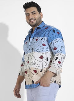 Instafab Plus Men's Multicolour Face Line Shirt  - Image 3