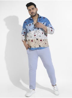 Instafab Plus Men's Multicolour Face Line Shirt  - Image 5