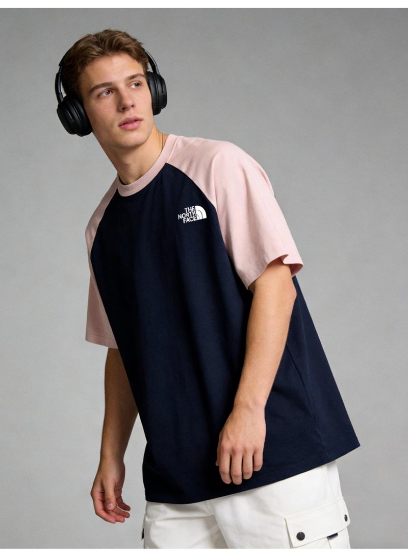 ذا نورث فيس THE NORTH FACE T-shirt with round neck and short sleeve-color matching shirt-cotton T-shirt unisex loose casual couple short sleeve T-shirt - Image 1