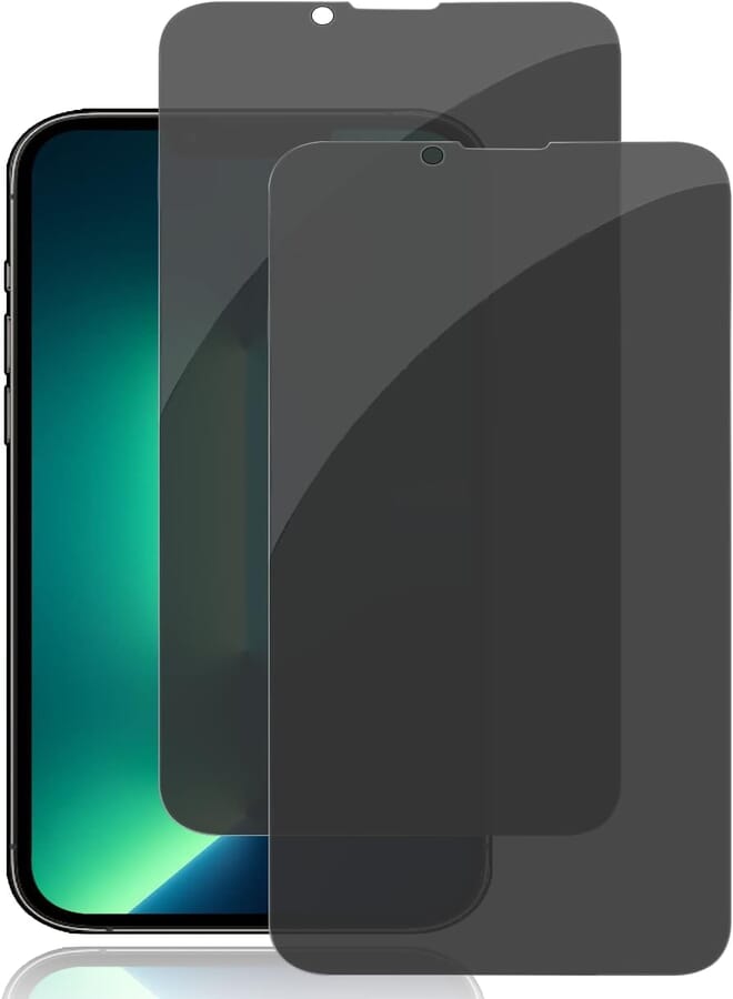 BORTONY iPhone 14/iPhone 13/iPhone 13 Pro Privacy Screen Protector Anti-Spy Tempered Glass Film 9H Hardness Upgrade Edge Protection Easy Installation Bubble Free [6.1 inch]