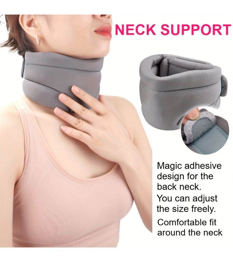 Black Breathable Neck Support Collar for Office Home Travel Fixation - Image 3